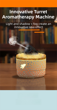176 White Simulation Turret Diffuser & Humidifier - Smart Timer Ultrasonic Mister with Volcano Lava Crack Shell and Colorful Light.