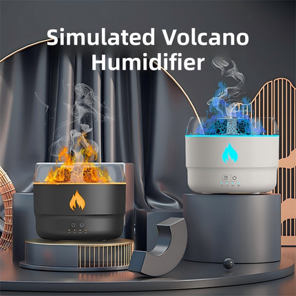 167 Black Simulation Volcano Diffuser & Humidifier - Smart Timer Ultrasonic Mister with Volcano Lava Crack Shell and Colorful Light.