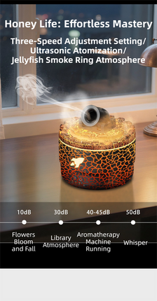 167 White Simulation Volcano Diffuser & Humidifier - Smart Timer Ultrasonic Mister with Volcano Lava Crack Shell and Colorful Light.