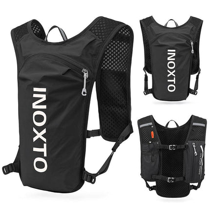 Black-White 5L Ultra-Light Hydration Running Vest - Quick-Dry Trail Running & Marathon Backpack with Night Reflective Safety.