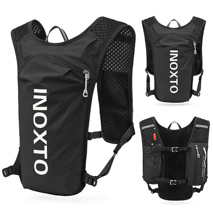Black-White 5L Ultra-Light Hydration Running Vest - Quick-Dry Trail Running & Marathon Backpack with Night Reflective Safety.