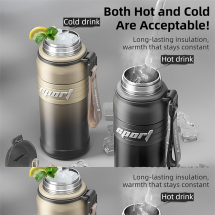 Black 680ml Large Capacity Sports Insulated Tumbler - 316 Stainless Steel Straw Water Bottle, Dual-Use Lid for Travel & Outdoors.
