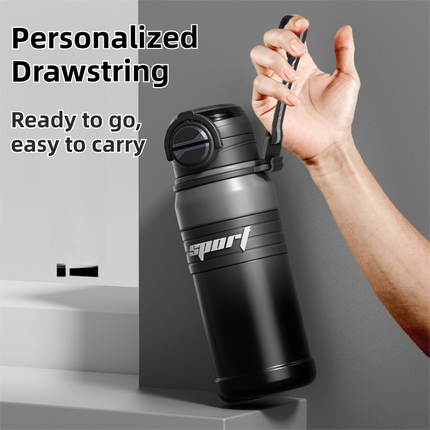 Black 680ml Large Capacity Sports Insulated Tumbler - 316 Stainless Steel Straw Water Bottle, Dual-Use Lid for Travel & Outdoors.