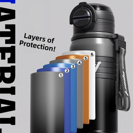 Black 680ml Large Capacity Sports Insulated Tumbler - 316 Stainless Steel Straw Water Bottle, Dual-Use Lid for Travel & Outdoors.