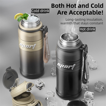Green 680ml Large Capacity Sports Insulated Tumbler - 316 Stainless Steel Straw Water Bottle, Dual-Use Lid for Travel & Outdoors.