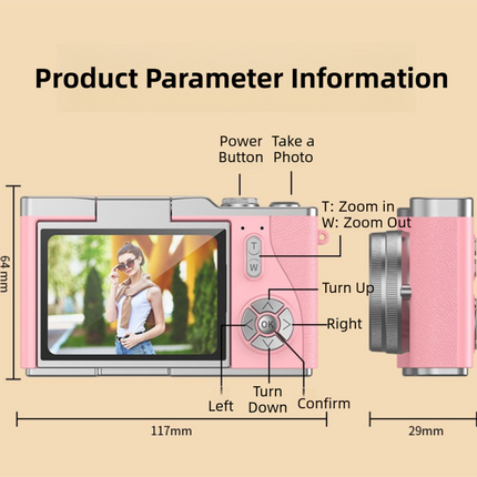 Purple 4K Compact Digital CCD Camera for Vlogging & Students - Portable Point and Shoot with 2.4-inch Rotating Screen, 8X Optical Zoom, and Anti-Shake.