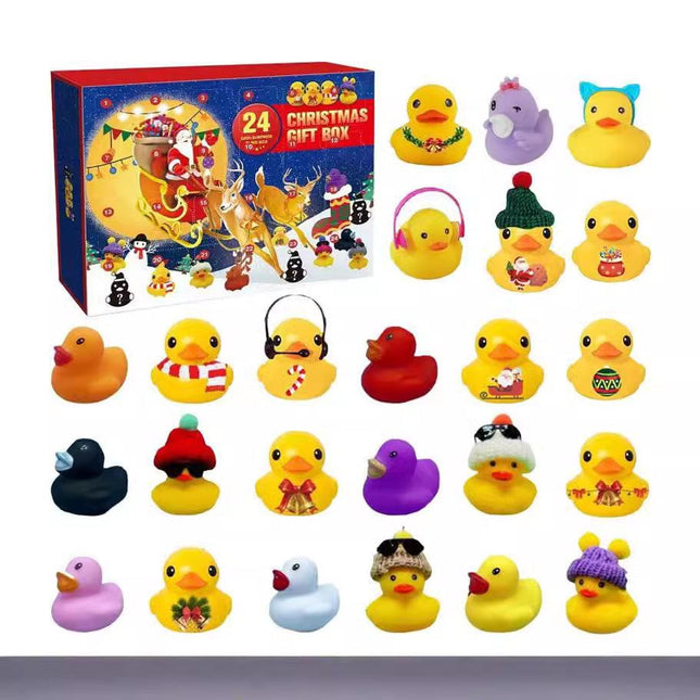Christmas Rubber Duck Advent Calendar - 24 Days Countdown with Giraffe Themed Mini Duck Toys (Blind Box).
