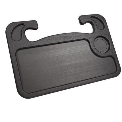 Black Multi-Functional Car Steering Wheel Tray - Portable Auto Desk for Eating, Laptop, and Drink Holder (42x28CM).
