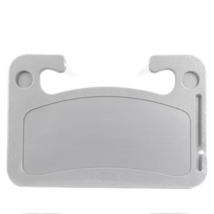 Grey Multi-Functional Car Steering Wheel Tray - Portable Auto Desk for Eating, Laptop, and Drink Holder (42x28CM).