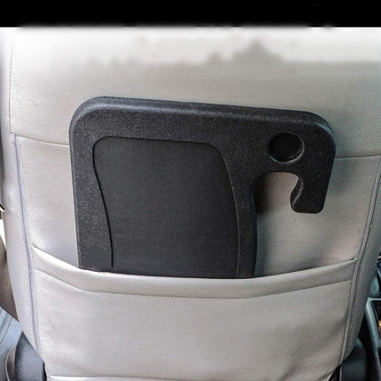 Grey Multi-Functional Car Steering Wheel Tray - Portable Auto Desk for Eating, Laptop, and Drink Holder (42x28CM).