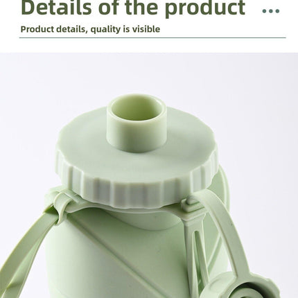 Blue Portable Food Grade Silicone Collapsible Sports Water Bottle 600ML - Folding down 80% , Low High Temperature Resistant.