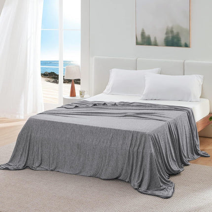 Dark Grey Cooling Throw Blanket 100x150CM - Ultra Lightweight Breathable All-Season Quilt, Hand / Machine Washable.