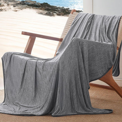 Dark Grey Cooling Throw Blanket 100x150CM - Ultra Lightweight Breathable All-Season Quilt, Hand / Machine Washable.