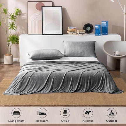 Dark Grey Cooling Throw Blanket 100x150CM - Ultra Lightweight Breathable All-Season Quilt, Hand / Machine Washable.