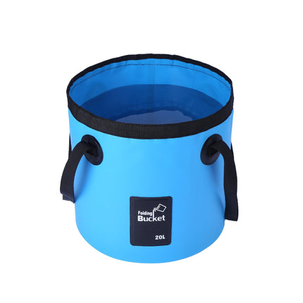 20L Blue Outdoor PVC Folding Water Bucket - Portable Fishing Barrel, Camping Water Storage, Car Washing Bag.