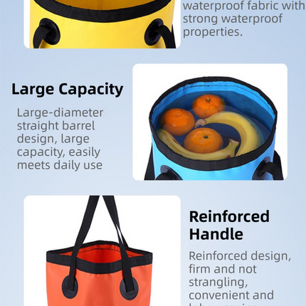 20L Blue Outdoor PVC Folding Water Bucket - Portable Fishing Barrel, Camping Water Storage, Car Washing Bag.