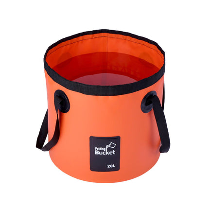 20L Orange Outdoor PVC Folding Water Bucket - Portable Fishing Barrel, Camping Water Storage, Car Washing Bag.