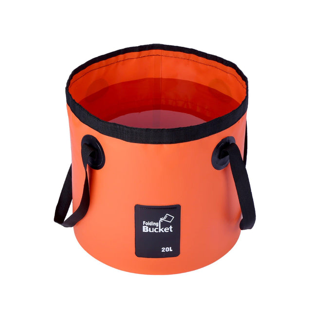 20L Orange Outdoor PVC Folding Water Bucket - Portable Fishing Barrel, Camping Water Storage, Car Washing Bag.