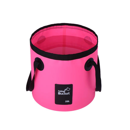20L Rose Red Outdoor PVC Folding Water Bucket - Portable Fishing Barrel, Camping Water Storage, Car Washing Bag.