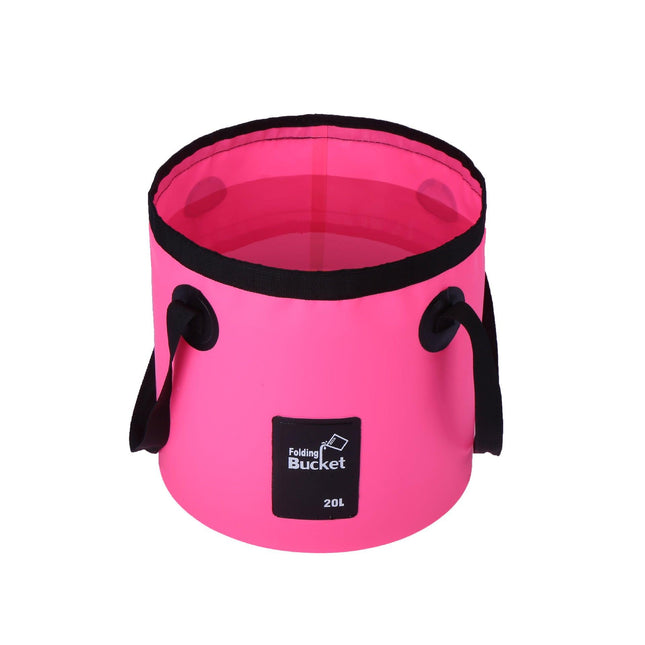 20L Rose Red Outdoor PVC Folding Water Bucket - Portable Fishing Barrel, Camping Water Storage, Car Washing Bag.