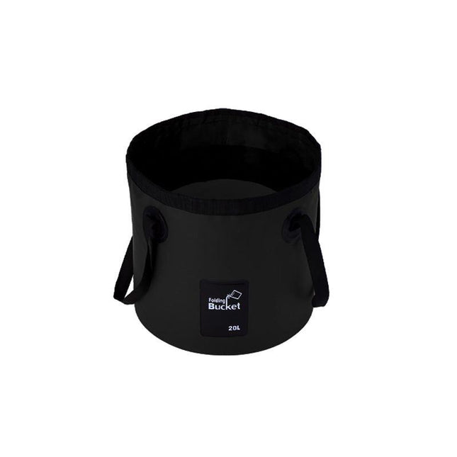 20L Black Outdoor PVC Folding Water Bucket - Portable Fishing Barrel, Camping Water Storage, Car Washing Bag.