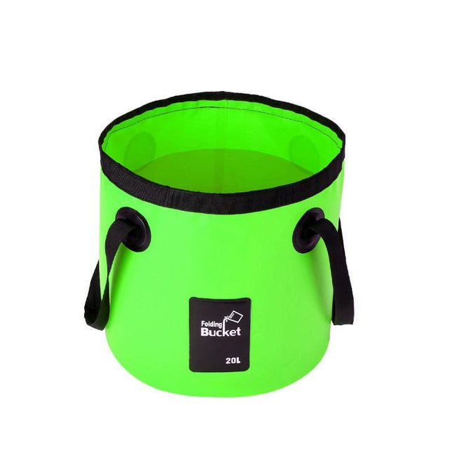 20L Green Outdoor PVC Folding Water Bucket - Portable Fishing Barrel, Camping Water Storage, Car Washing Bag.