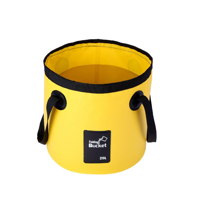 20L Yellow Outdoor PVC Folding Water Bucket - Portable Fishing Barrel, Camping Water Storage, Car Washing Bag.