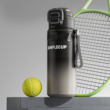 Gradient Black 670ml Large Capacity Sports Insulated Tumbler - 316 Stainless Steel Straw Water Bottle, Dual-Use Lid for Travel & Outdoors.