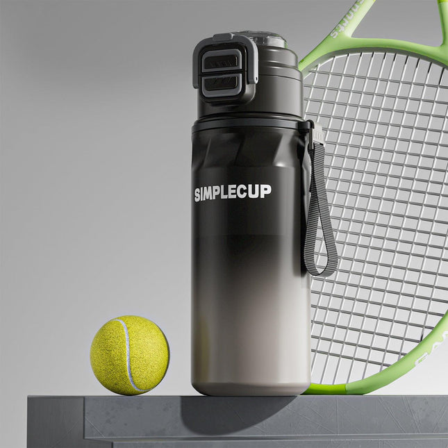 Gradient Black 670ml Large Capacity Sports Insulated Tumbler - 316 Stainless Steel Straw Water Bottle, Dual-Use Lid for Travel & Outdoors.