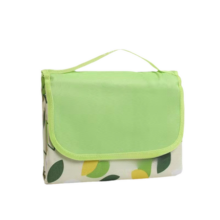 Green Leaf Pattern Foldable Waterproof & Moisture-Proof Picnic Blanket 150x100CM - 600D Three-Layer Composite Oxford Extra Large Mat for Beach & Camping.