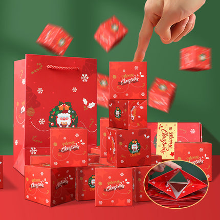 Red Pop-Up Jumping Gift Box Set (10 Bouncing Boxes) - Christmas / Valentine's Day Creative Surprise Gift Kit for Cash & Tiny Gift.
