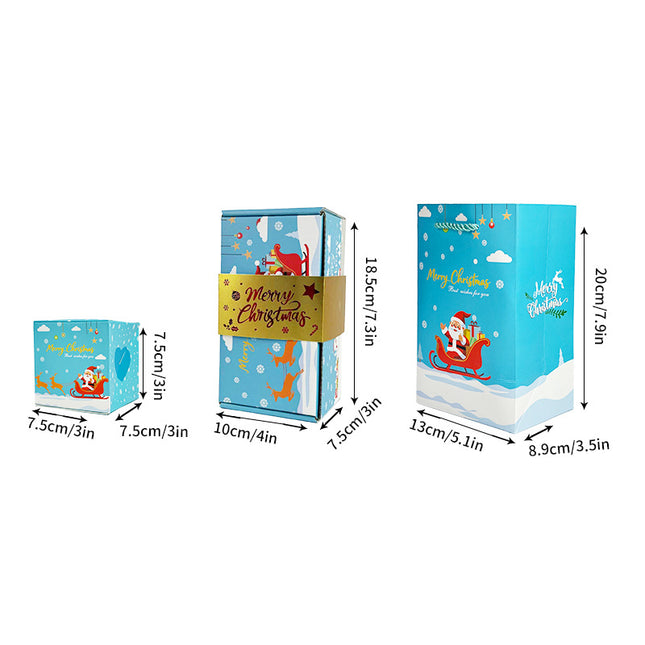 Blue Pop-Up Jumping Gift Box Set (10 Bouncing Boxes) - Christmas / Valentine's Day Creative Surprise Gift Kit for Cash & Tiny Gift.