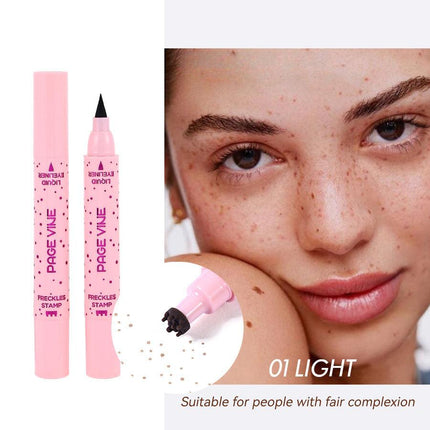 2-Pack #01 Light 2-in-1 Double-Headed Freckle Pen & Eyeliner - Natural & Long-Lasting, Easy Coloring for Sun-Kissed Look.