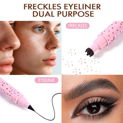 2-Pack #02 Medium 2-in-1 Double-Headed Freckle Pen & Eyeliner - Natural & Long-Lasting, Easy Coloring for Sun-Kissed Look.