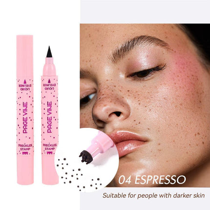 2-Pack #04 Espresso 2-in-1 Double-Headed Freckle Pen & Eyeliner - Natural & Long-Lasting, Easy Coloring for Sun-Kissed Look.