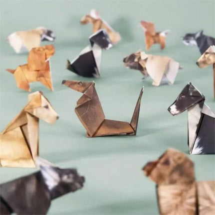 DIY Geometric Origami Kit for Kids Total 100 Sheets - Semi-Finished Cat and Dog Folding Craft.