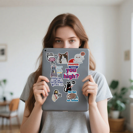 300 Pcs Prank Meme Graffiti Stickers Pack - Waterproof PVC Personalized Decals for Laptop, Luggage, Water Bottle DIY Decoration.