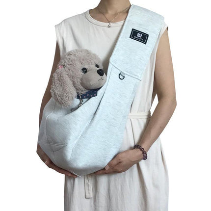 Light Grey Adjustable Pet Carrier Sling Bag - Comfortable Wide Shoulder Strap Crossbody Tote for Cats and Small Dogs (Up to 13 lbs).