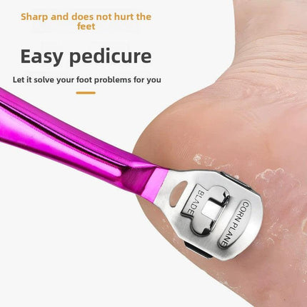 2-Pack Stainless Steel Foot Planer and Callus Remover - Professional Pedicure Tool for Dead Skin and Hard Calluses (Rose Red).