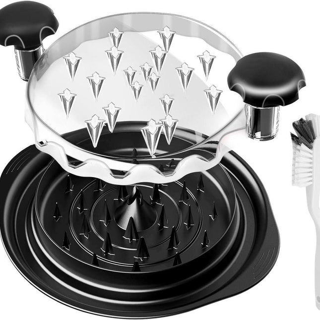 Black Chicken Shredder Machine with Transparent Lid & Brush - Manual Meat Chopper and Pulverizer for Cooked Chicken and Pet Food.
