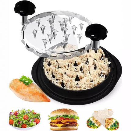 Red Chicken Shredder Machine with Transparent Lid & Brush - Manual Meat Chopper and Pulverizer for Cooked Chicken and Pet Food.