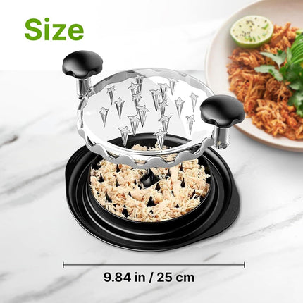 Red Chicken Shredder Machine with Transparent Lid & Brush - Manual Meat Chopper and Pulverizer for Cooked Chicken and Pet Food.