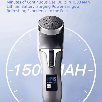 White Portable Electronic Pedicure File Set -  Waterproof Electric Foot Callus Remover with Dual-Speed and LCD Display, USB Rechargeable.