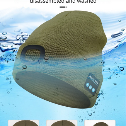 Pink Removable LED Bluetooth Headphone Beanie - Washable Knit Hat with 3-Level LED Illumination & Stereo Sound, USB Rechargeable.