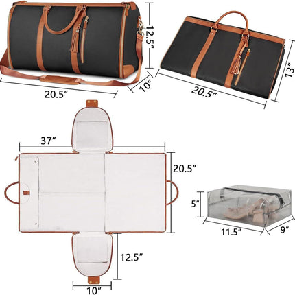 Pink 56-75L Large Capacity Foldable Garment Duffel Bag with Shoe Pouch - PU Leather Convertible Suit Carrier, Anti-Wrinkle Travel & Weekender Bag.