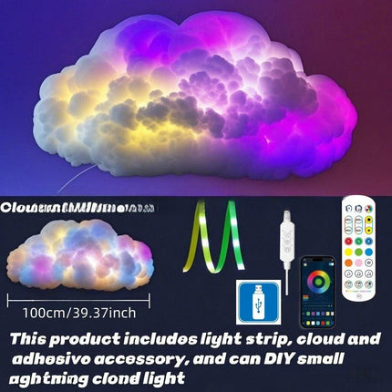 DIY Thunder Cloud Light Strip - USB Powered, App/Remote Controlled, Voice Control Supported, RGB LED Atmosphere Decoration.