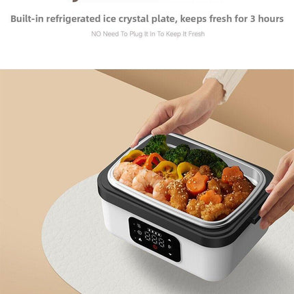 1L Black Cordless Waterless Heated Lunch Box - Portable 304 Stainless Steel Bento Box for Picnic Students Office Workers, Timed Insulation & USB Rechargeable.
