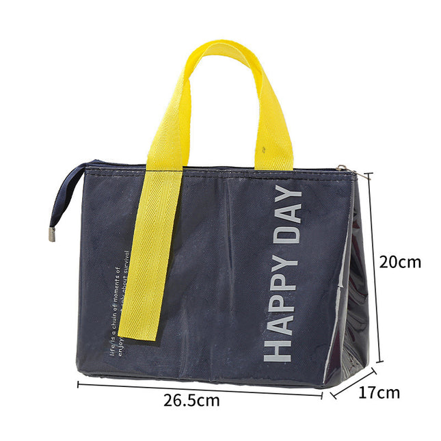2-Pack Navy Blue Dopamine Color Block Insulated Lunch Bag - Large Capacity Portable Cooler with Thickened Aluminum Foil Liner for Office Camping Picnic.