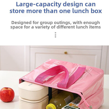 2-Pack Navy Blue Dopamine Color Block Insulated Lunch Bag - Large Capacity Portable Cooler with Thickened Aluminum Foil Liner for Office Camping Picnic.