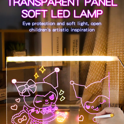 30x20CM LED Light-Up Tracing Doodle Board with 10 Brushes  - Erasable Fluorescent Drawing Tablet for Kids, Creative Painting, and Interactive Decoration/Gift.